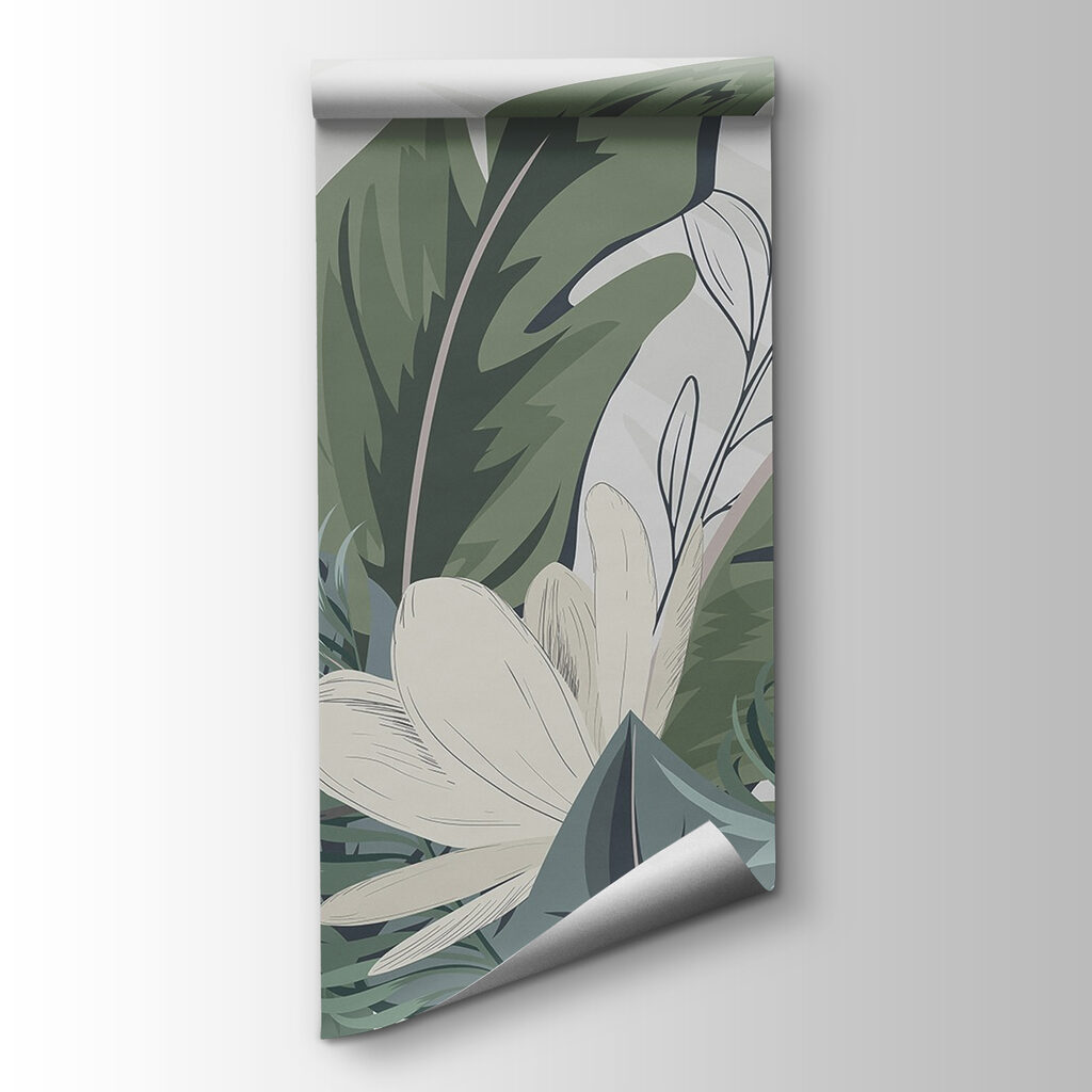 Groene bladeren, witte bloem — productweergave