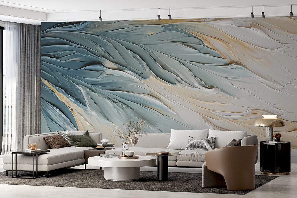 Golvende ribbels in blauwtinten — interieur 1