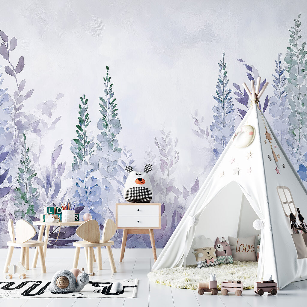 Lila bladeren groeien omhoog — interieur 3
