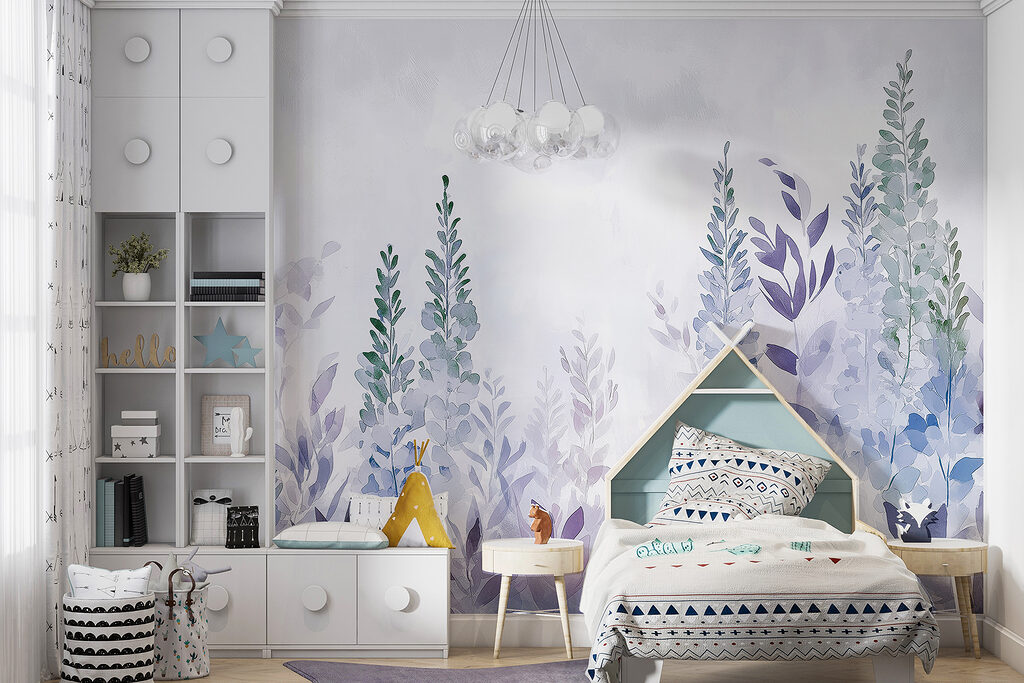 Lila bladeren groeien omhoog — interieur 4