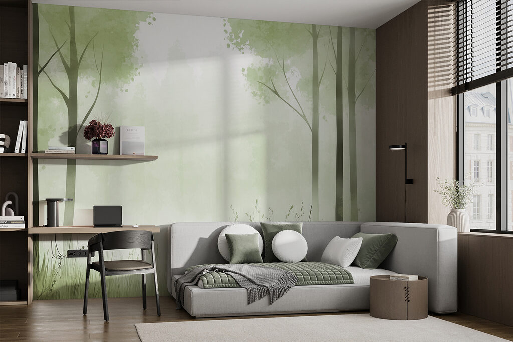 Bosrand met hoge stammen — interieur 3