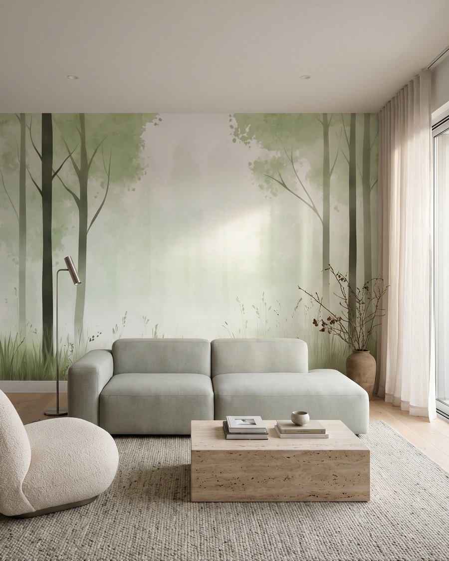 Bosrand met hoge stammen — interieur 1