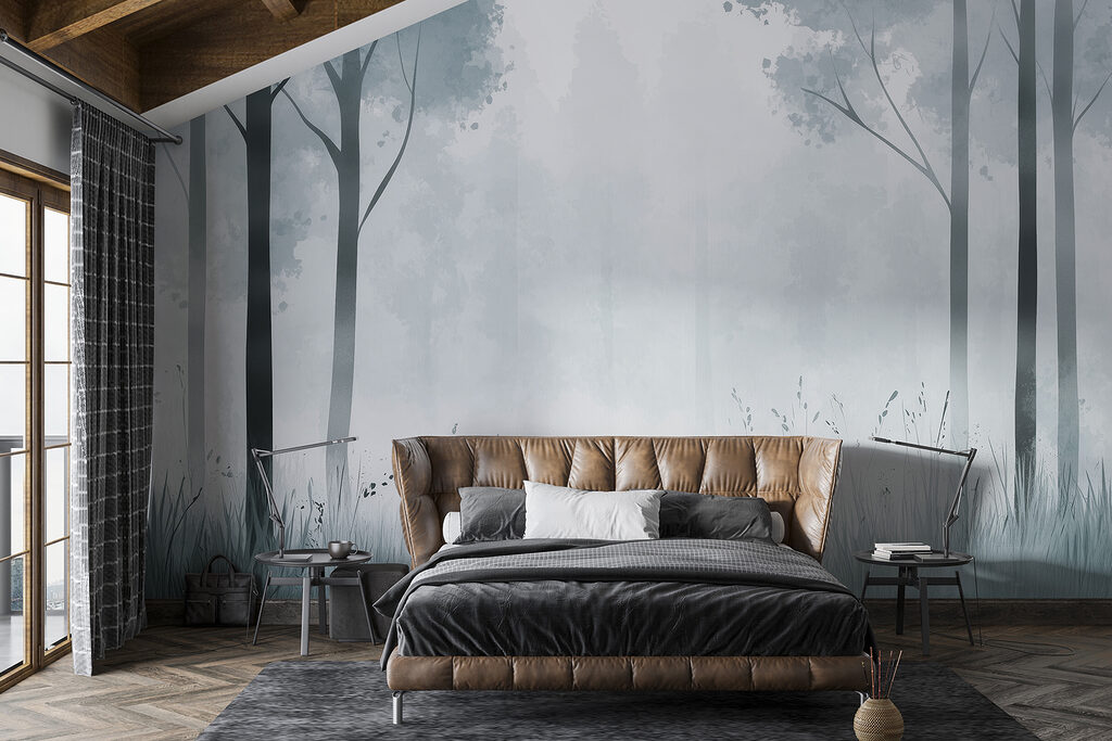 Bosrand met hoge stammen — interieur 1