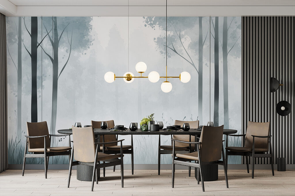 Bosrand met hoge stammen — interieur 3