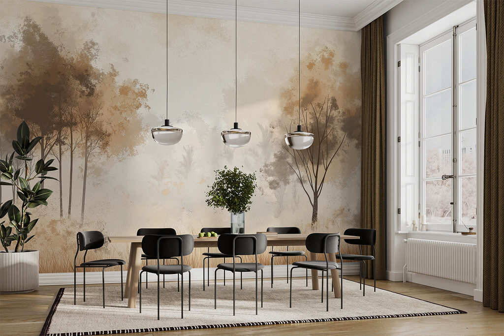 Bomen langs een nevelweide — interieur 4