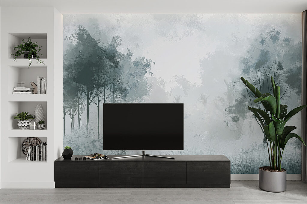 Boomgroepjes langs stille grasranden — interieur 2