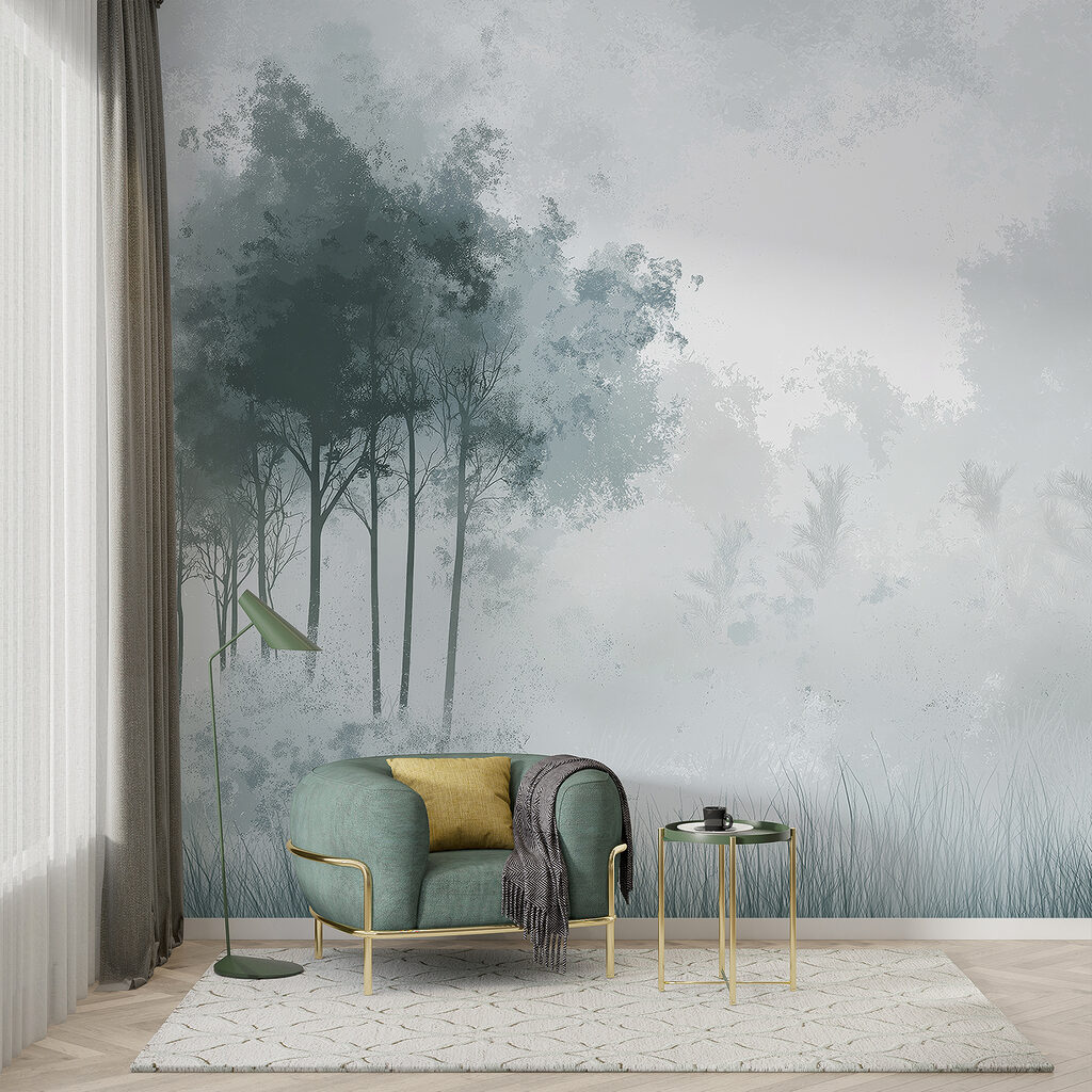 Boomgroepjes langs stille grasranden — interieur 3