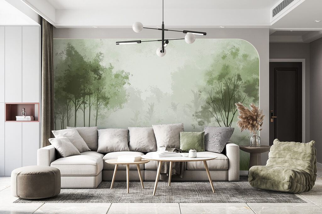 Boomgroepjes langs stille grasranden — interieur 3