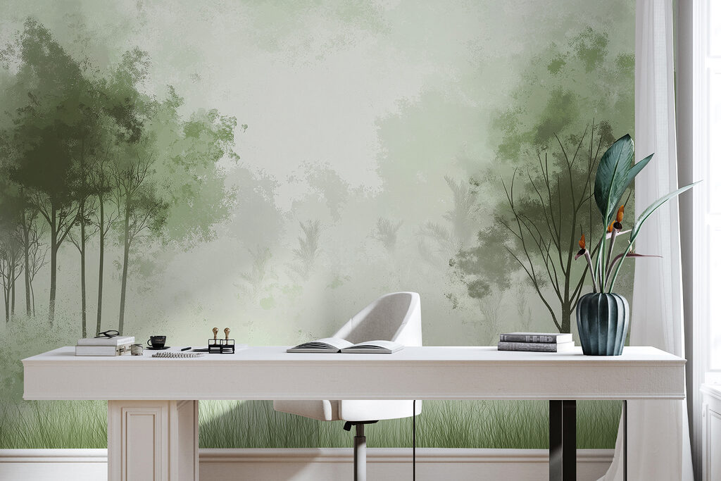 Boomgroepjes langs stille grasranden — interieur 4