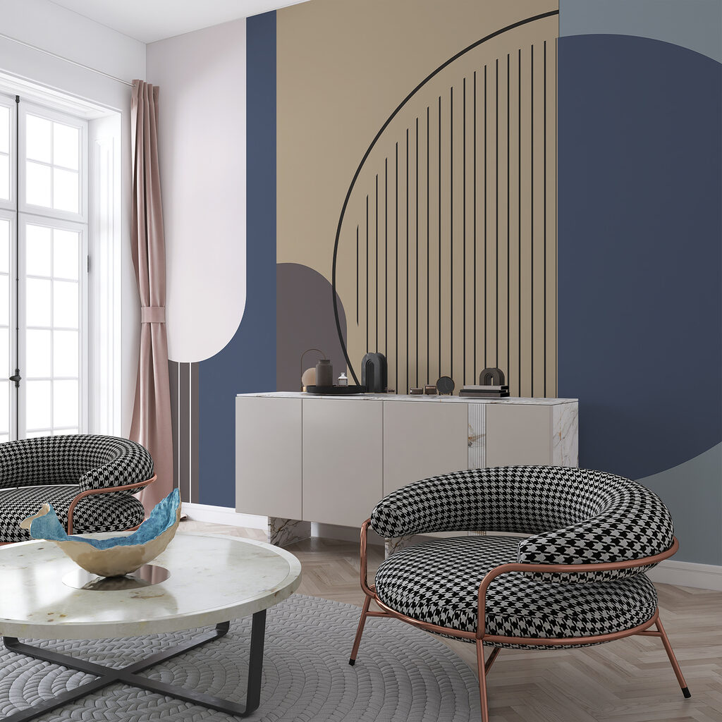 Cirkel tussen lange kleurbanen — interieur 1