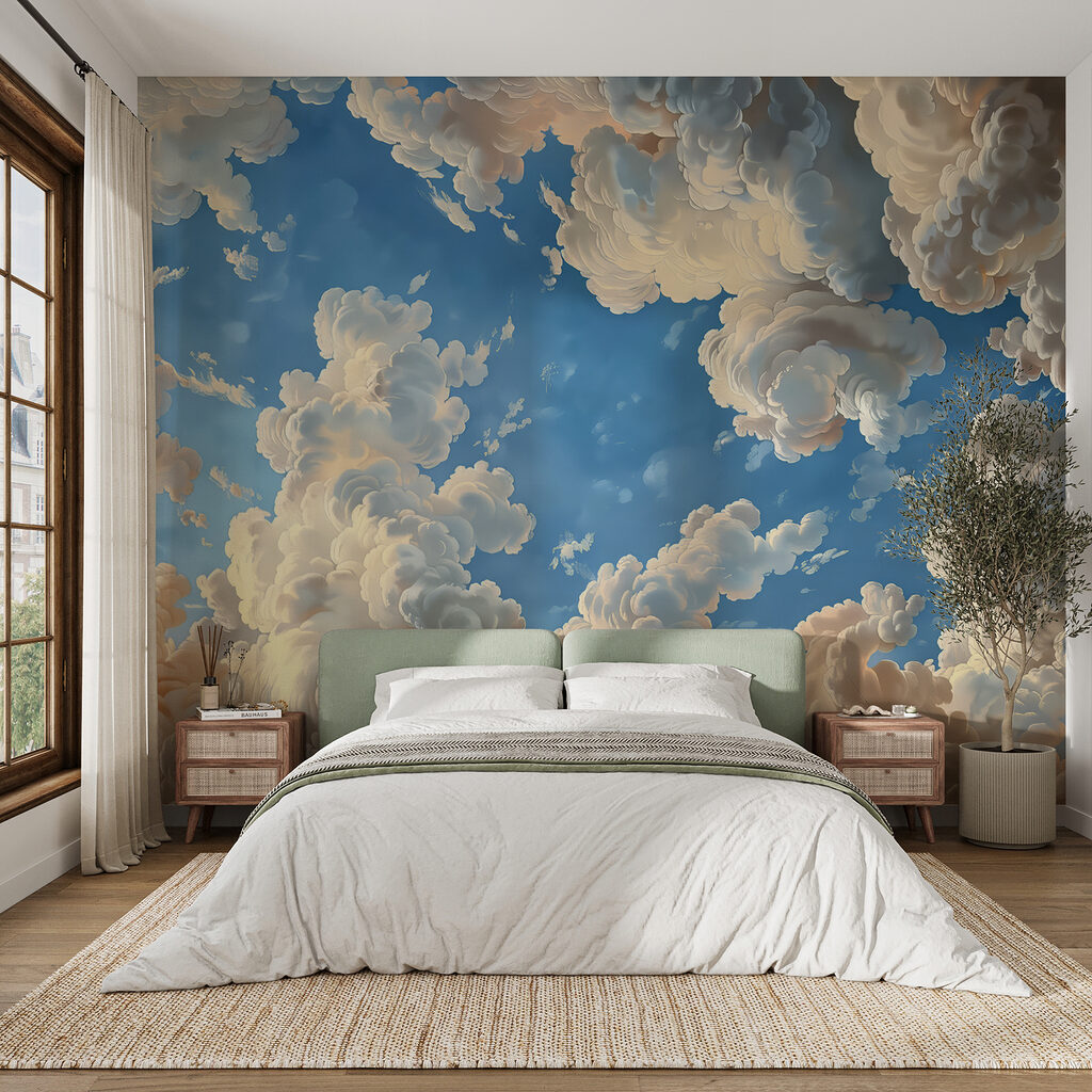 Wolkenkrullen rond blauwe lucht — interieur 1