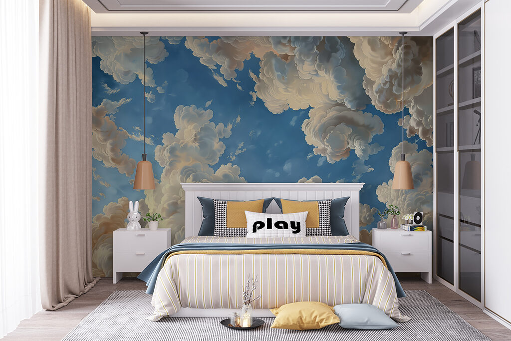 Wolkenkrullen rond blauwe lucht — interieur 3