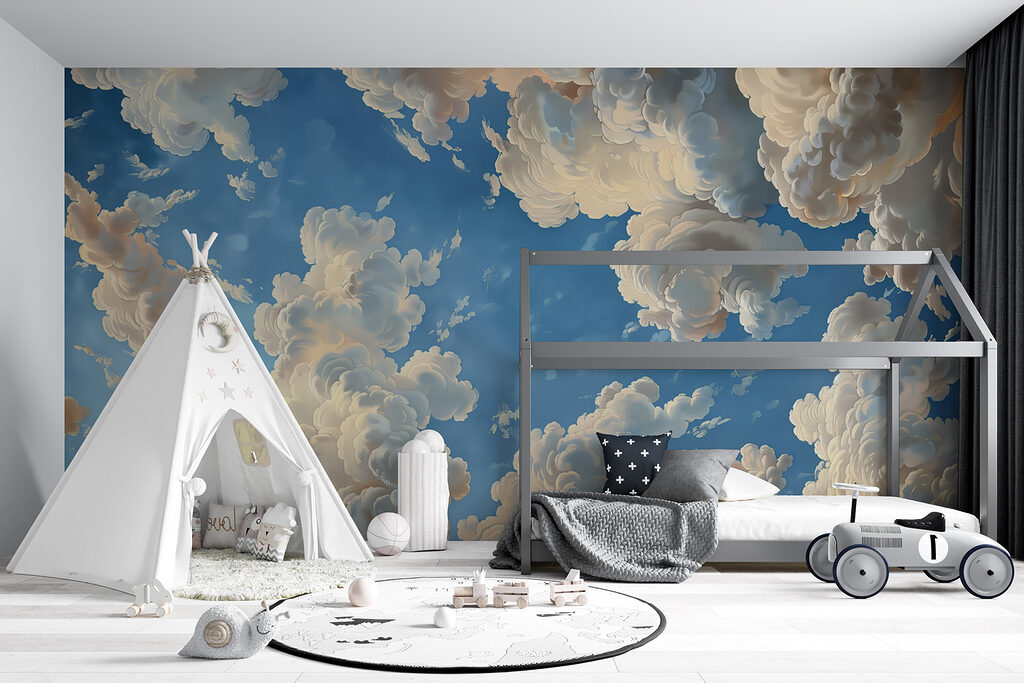 Wolkenkrullen rond blauwe lucht — interieur 6