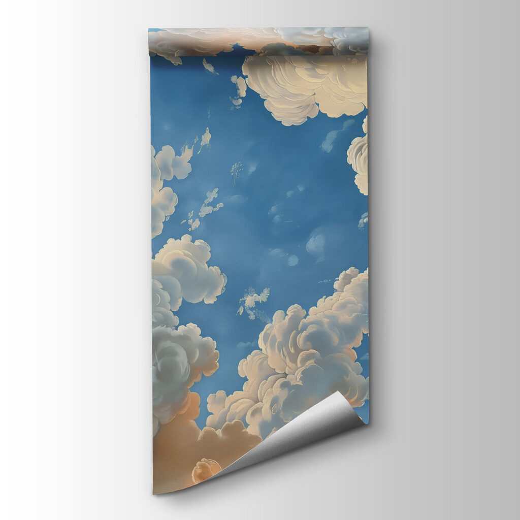 Wolkenkrullen rond blauwe lucht — productweergave