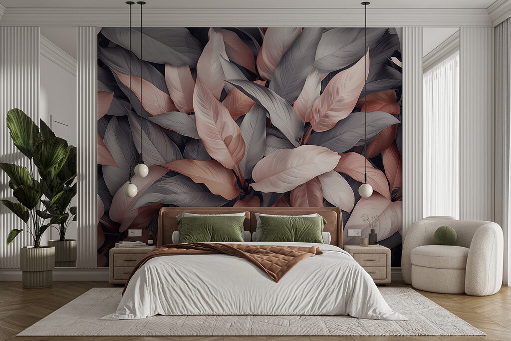 Roze bladeren tussen grijstinten — interieur 2