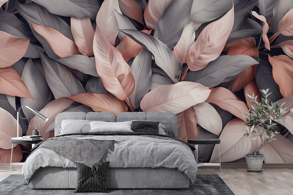 Roze bladeren tussen grijstinten — interieur 3
