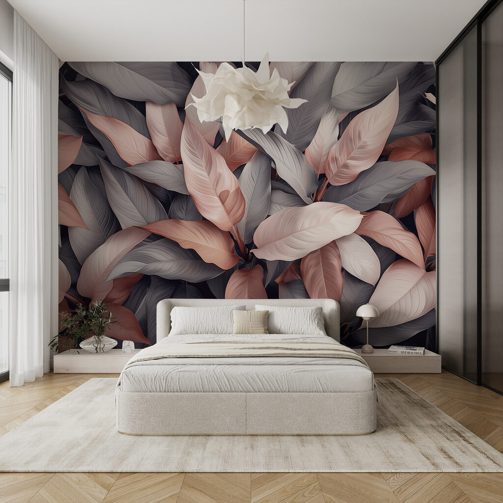 Roze bladeren tussen grijstinten — interieur 4