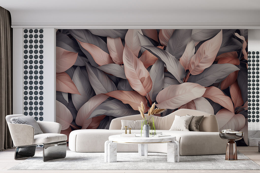 Roze bladeren tussen grijstinten — interieur 5