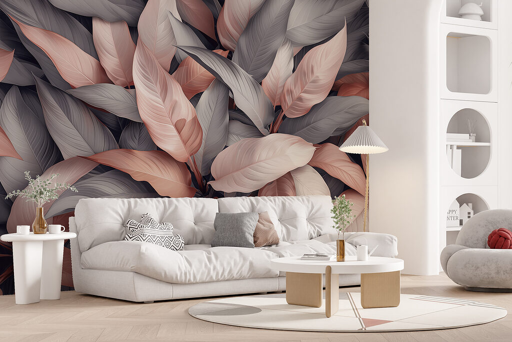 Roze bladeren tussen grijstinten — interieur 6