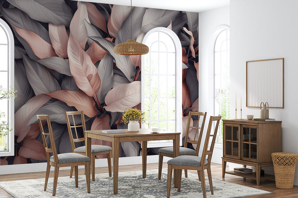 Roze bladeren tussen grijstinten — interieur 7