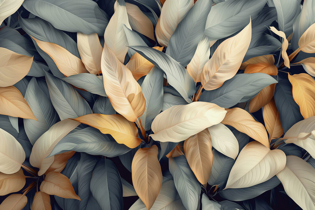 Goud en leigrijs blad — volledig ontwerp