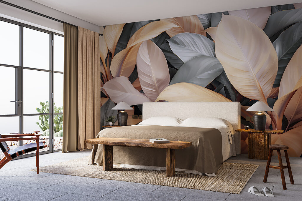 Elegante bladeren in zachte tinten — interieur 1