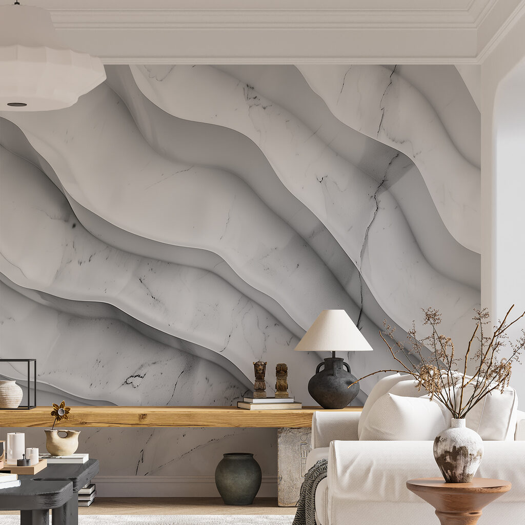 Witte lagen met grijsaders — interieur 2