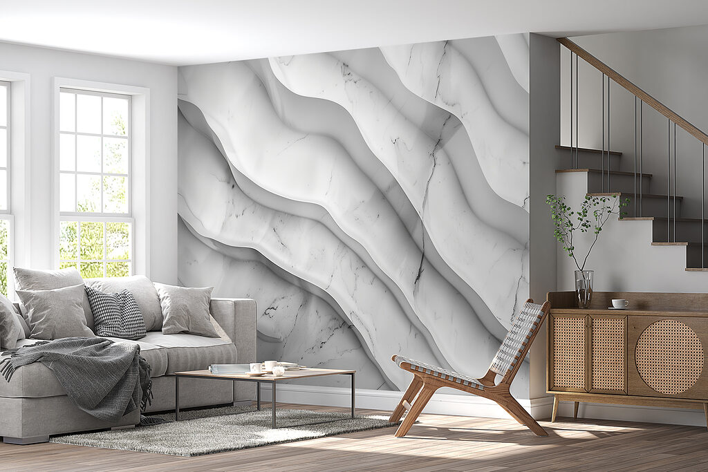 Witte lagen met grijsaders — interieur 3