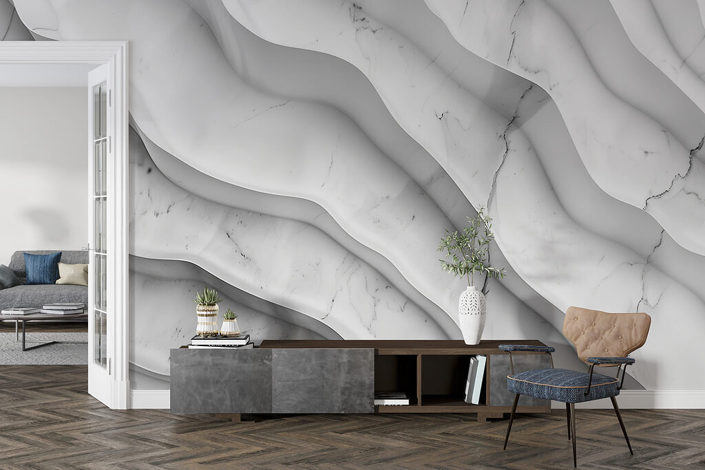 Witte lagen met grijsaders — interieur 4