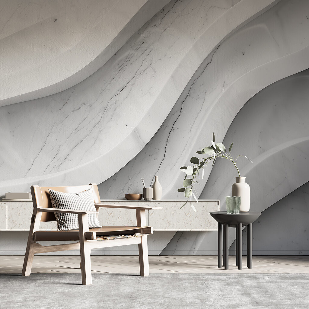Witte golflagen met aders — interieur 1