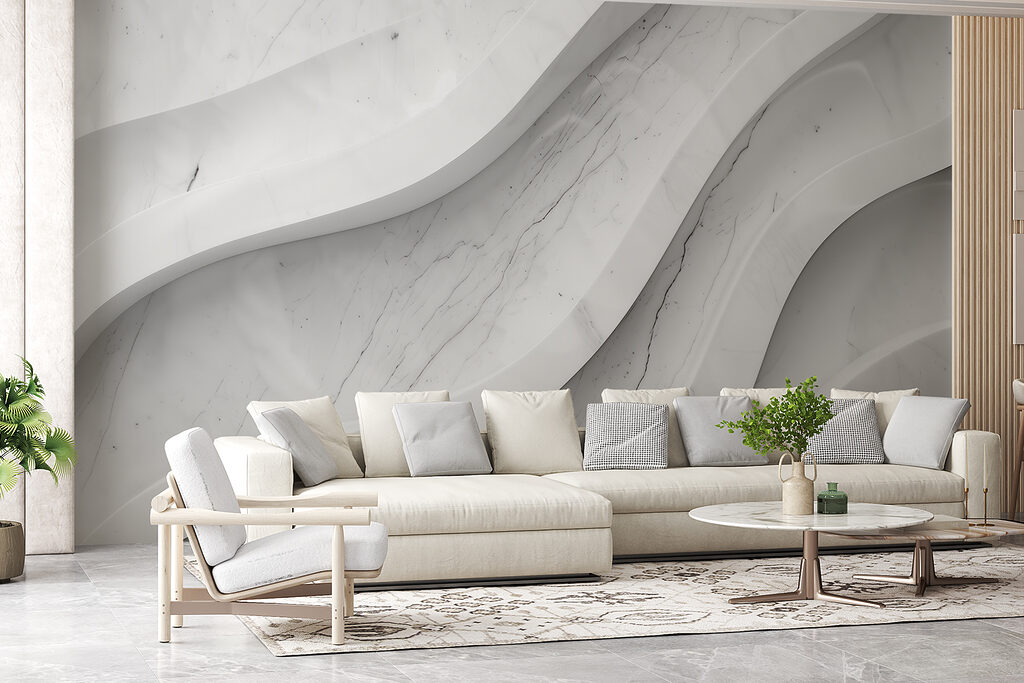 Witte golflagen met aders — interieur 3