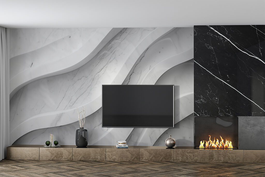Witte golflagen met aders — interieur 4