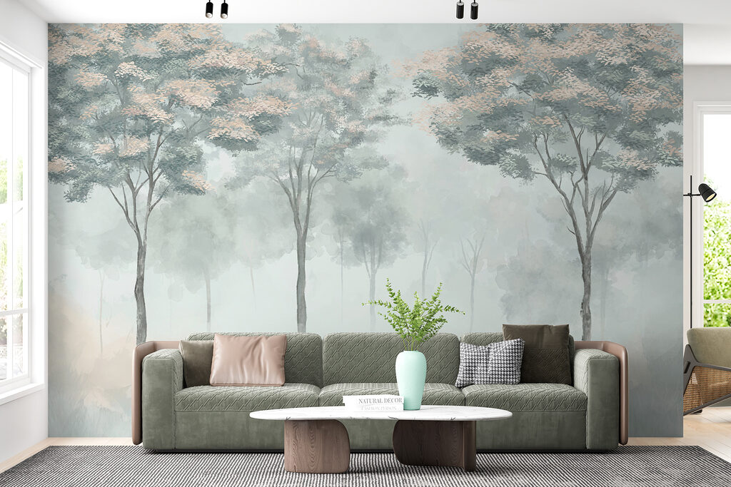 Slanke bomen in blauwgroen — interieur 4
