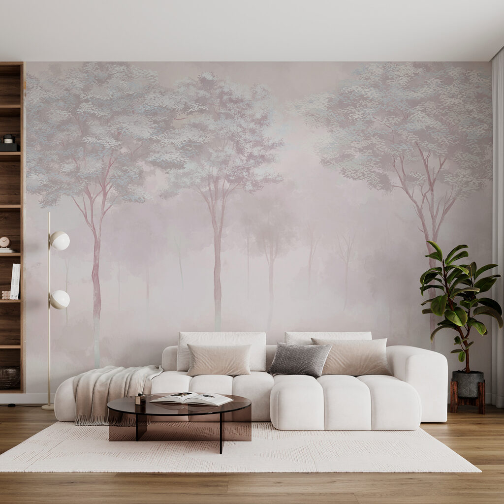 Mistig bos met bomen — interieur 1