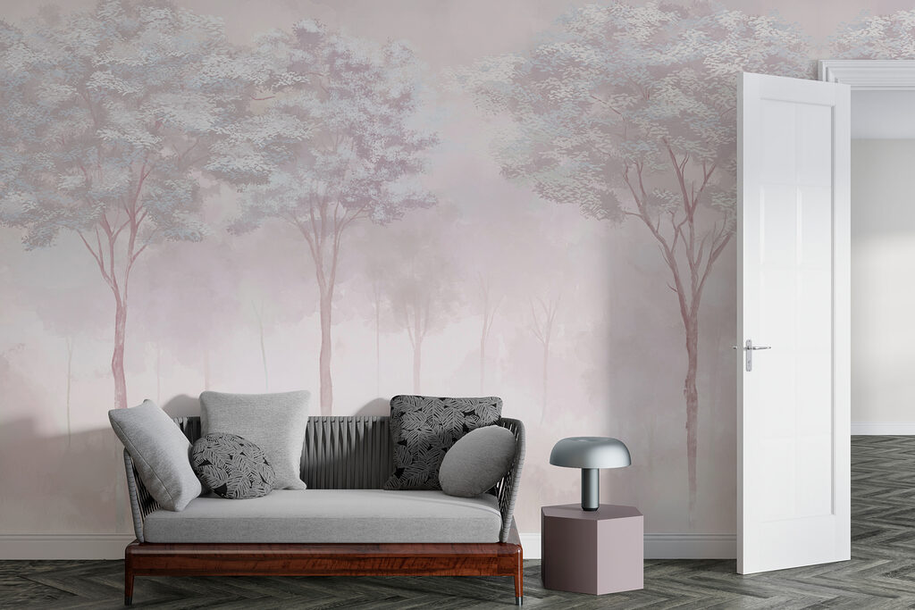 Mistig bos met bomen — interieur 2