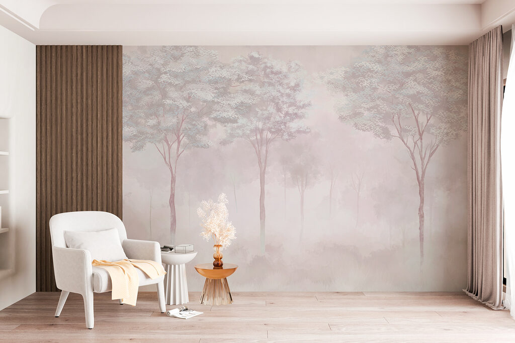 Mistig bos met bomen — interieur 4