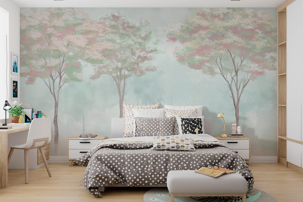 Bomen boven een pastelwaas — interieur 1