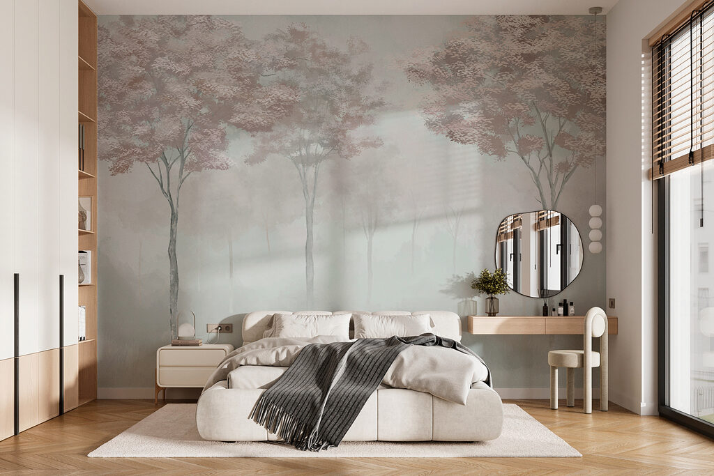 Mistig bos met bomen — interieur 2