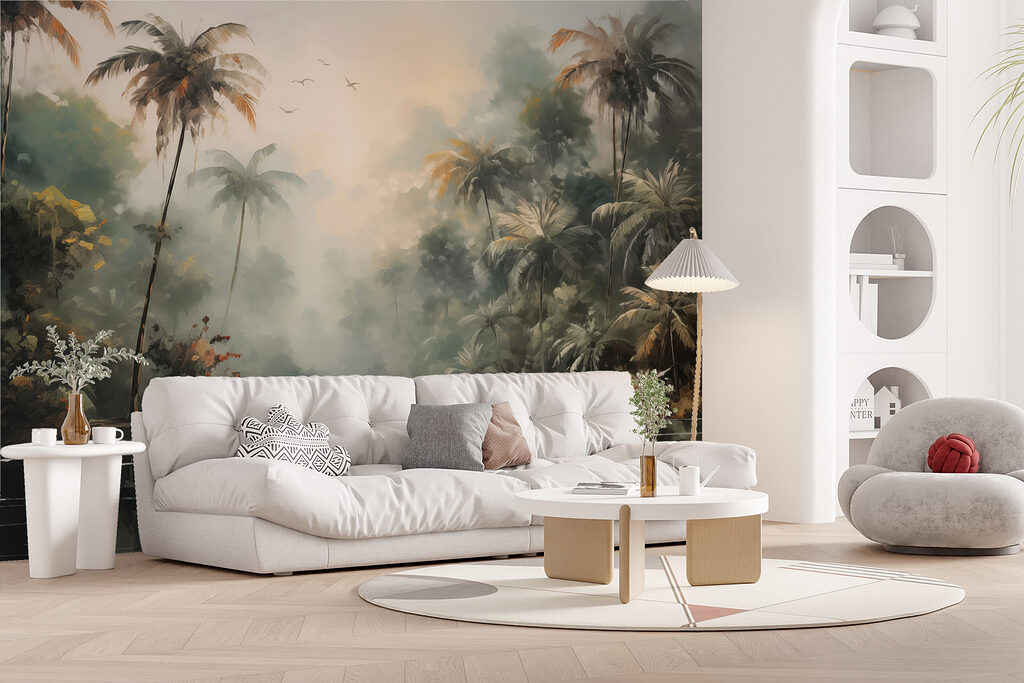Palmen langs spiegelend water — interieur 2