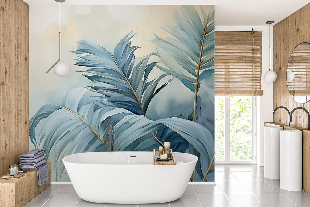 Blauwe palmveren langs randen — interieur 2