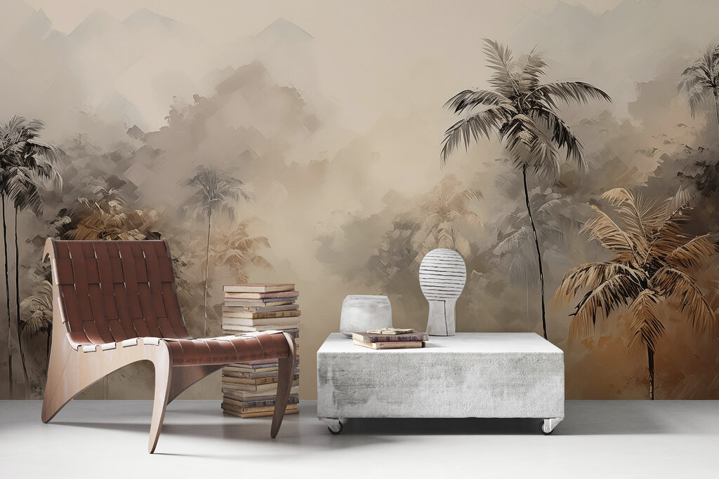 Schilderij van een bos met bomen en mist — interieur 2