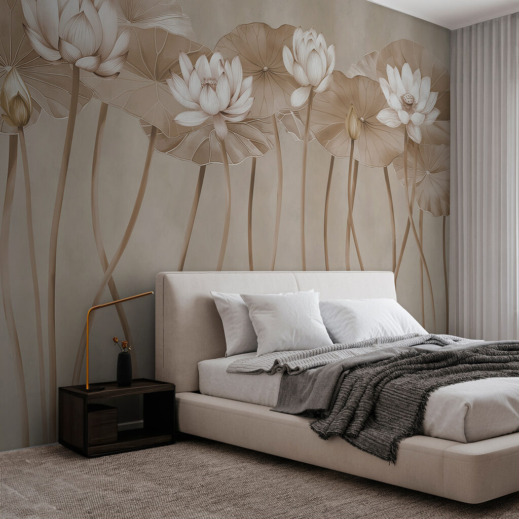 Elegante lotusbloemen in zachte tinten — interieur 2