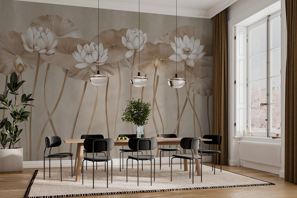 Elegante lotusbloemen in zachte tinten — interieur 4