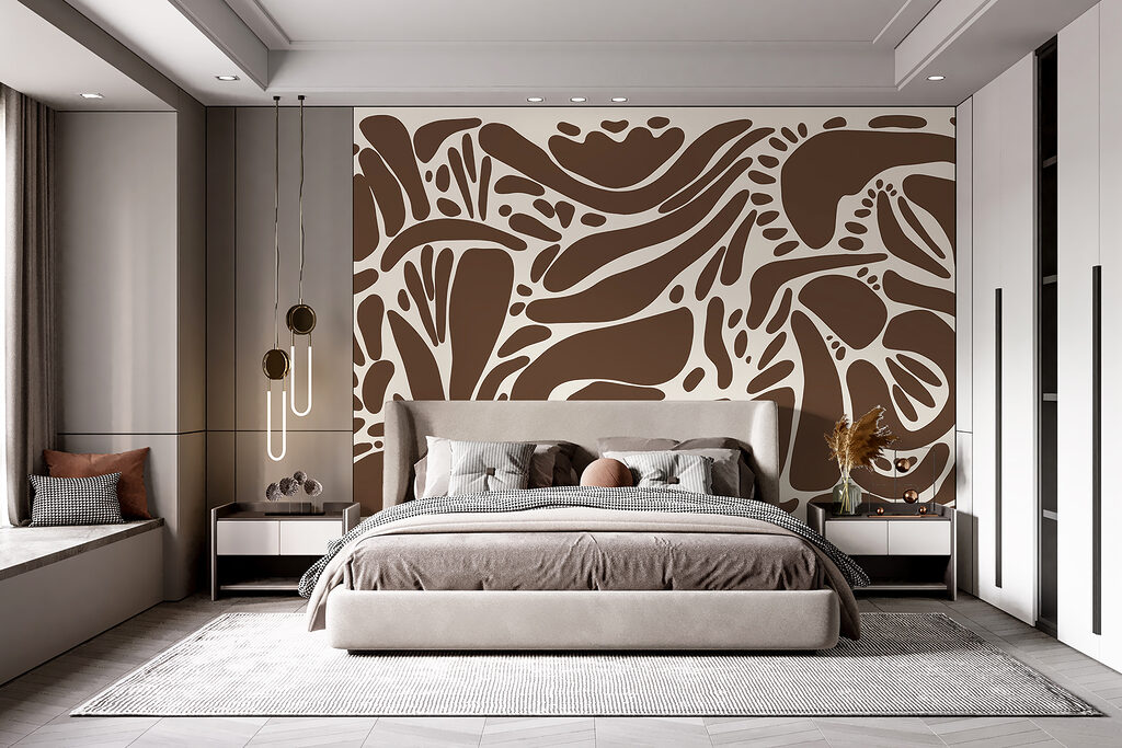 Bruin en wit patroon in een interieur