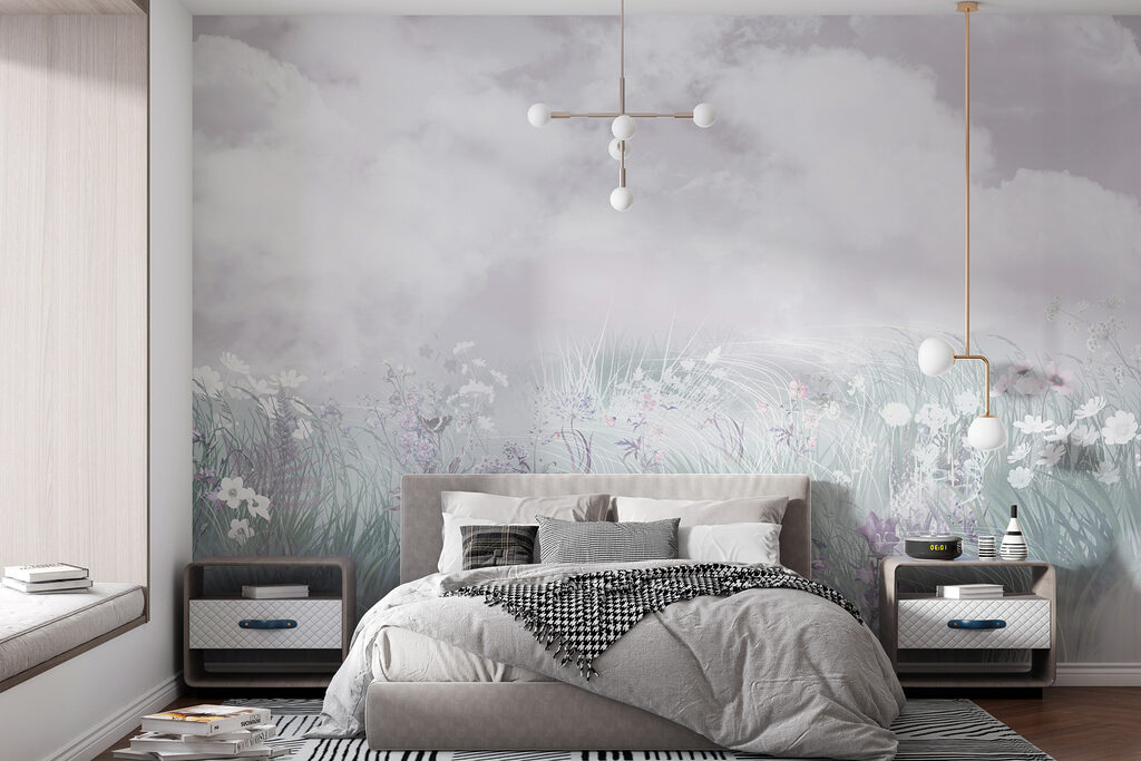 Bloemenweide onder zachte wolken — interieur 1