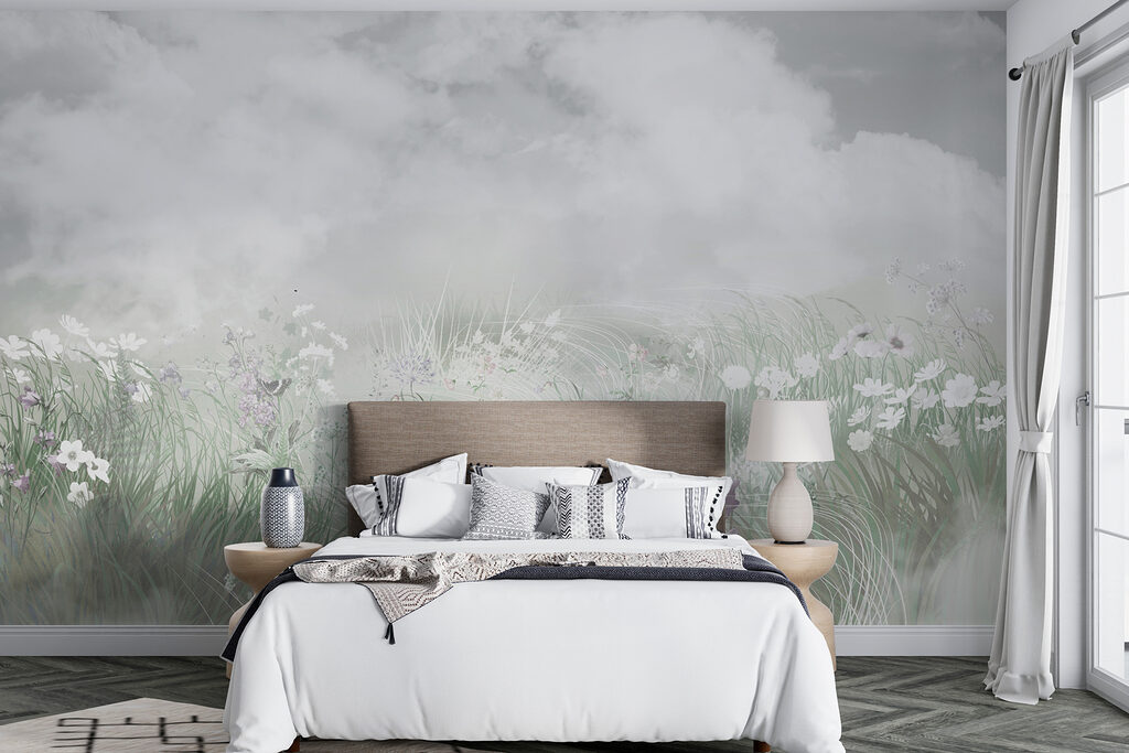 Bloemenweide onder zachte wolken — interieur 1