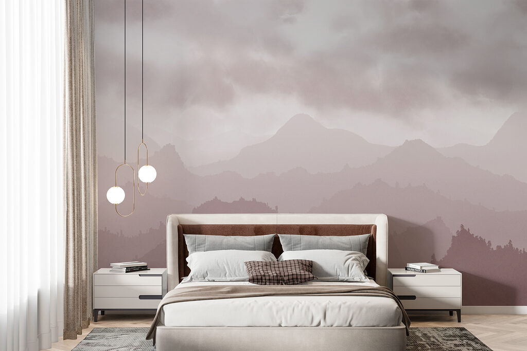 Roze berglagen onder wolken — interieur 1