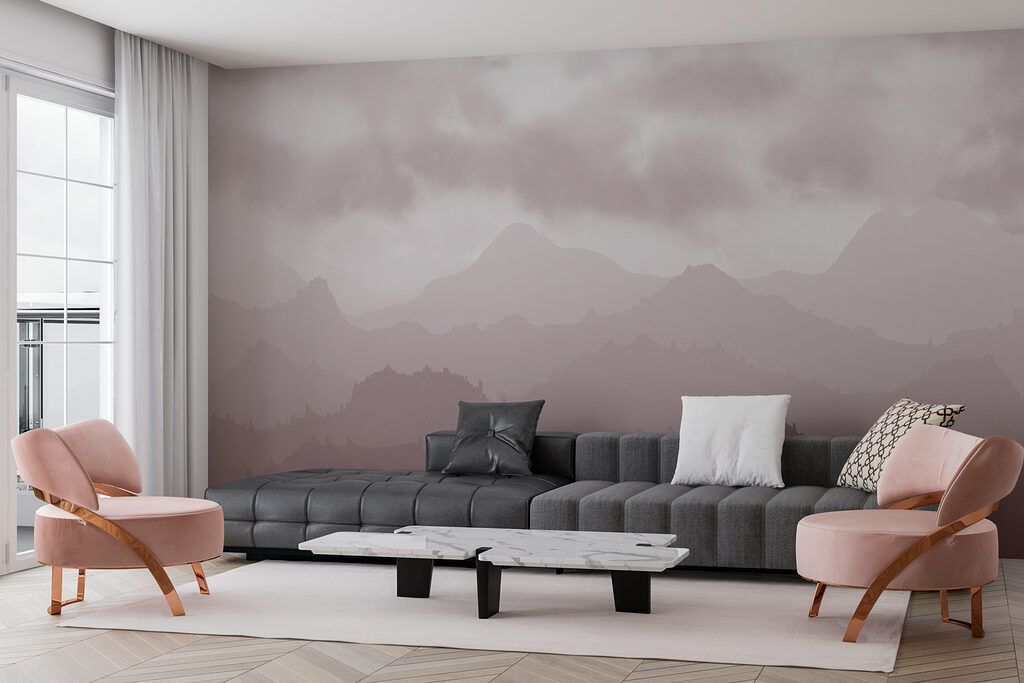 Roze berglagen onder wolken — interieur 3