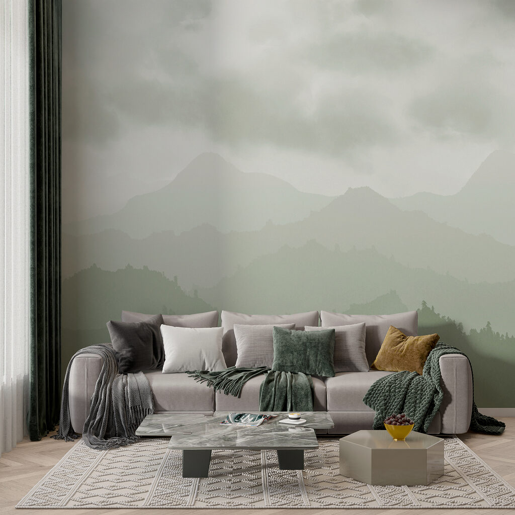 Bergbos onder lage wolken — interieur 1