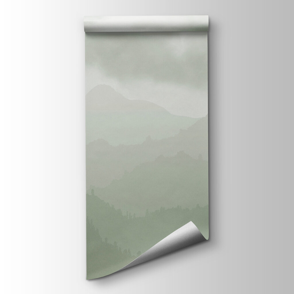 Bergbos onder lage wolken — productweergave